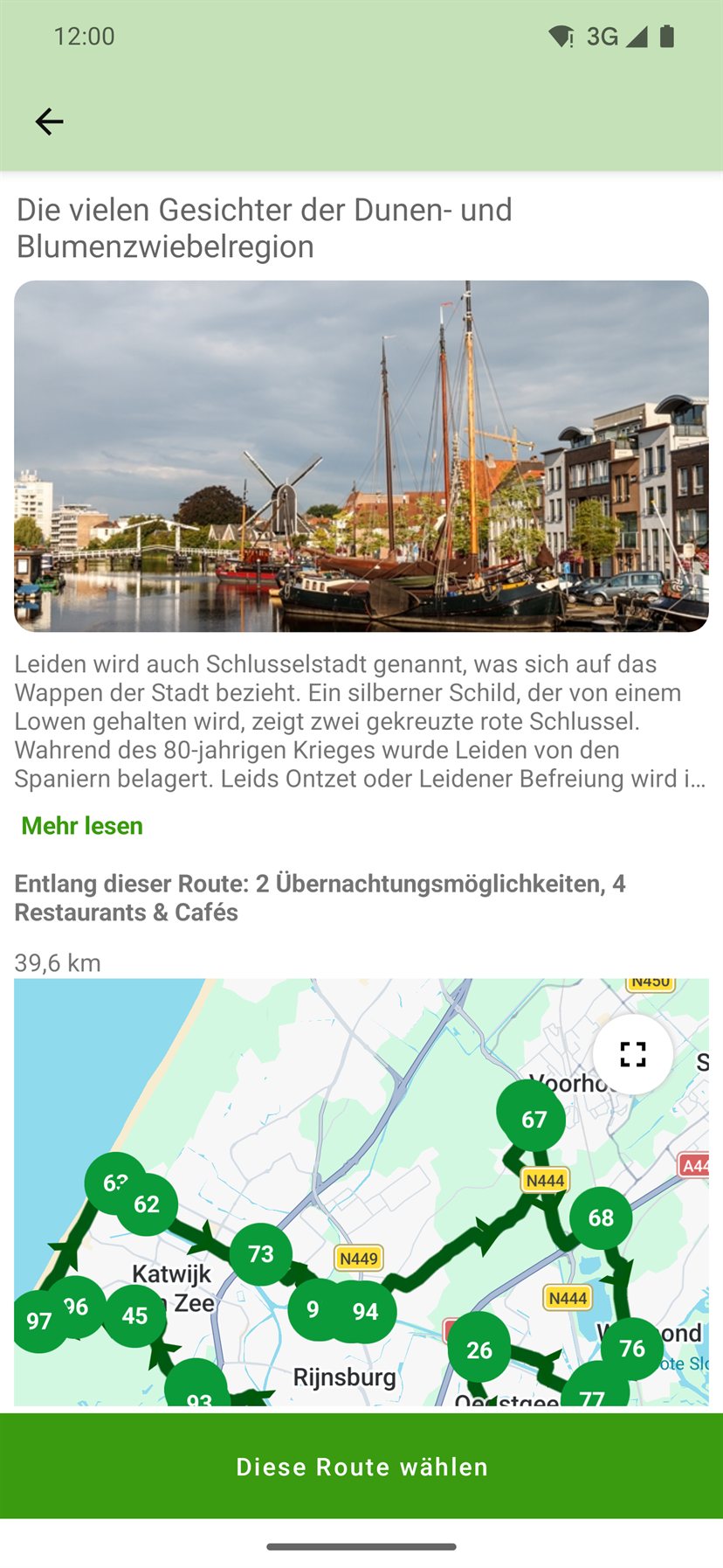Detailansicht einer Route in der App